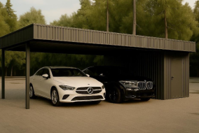 Навес для ДВУХ автомобилей с хозблоком 9000*6500 мм