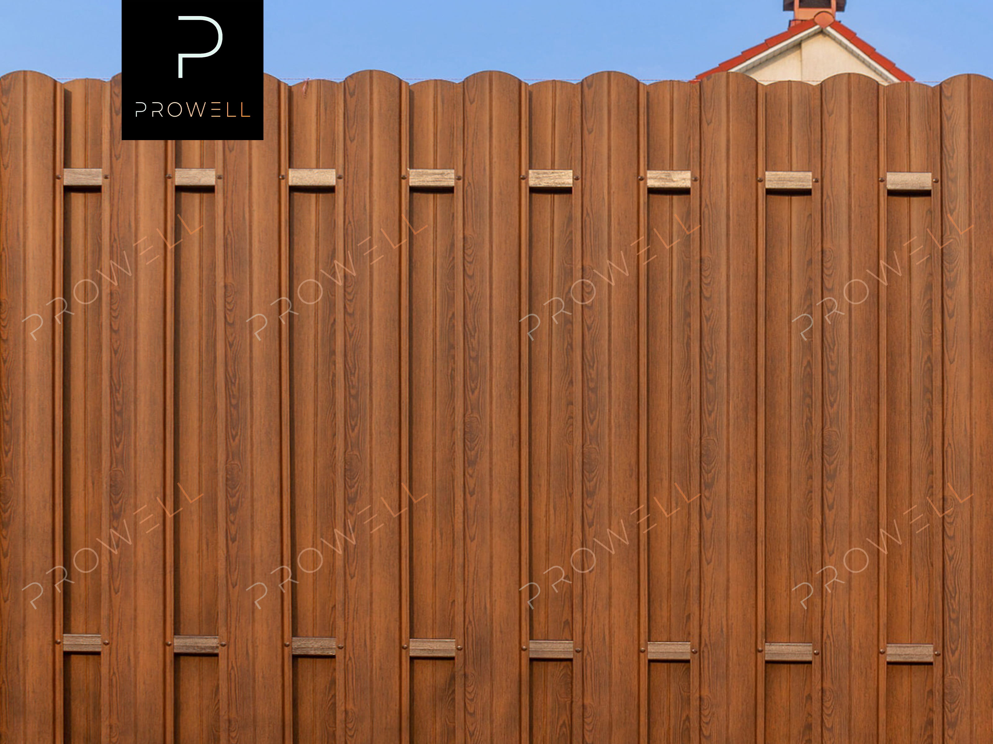 Монтаж забора из металлического штакетника "ЕВРОПЛАНКА" Дерево Темное